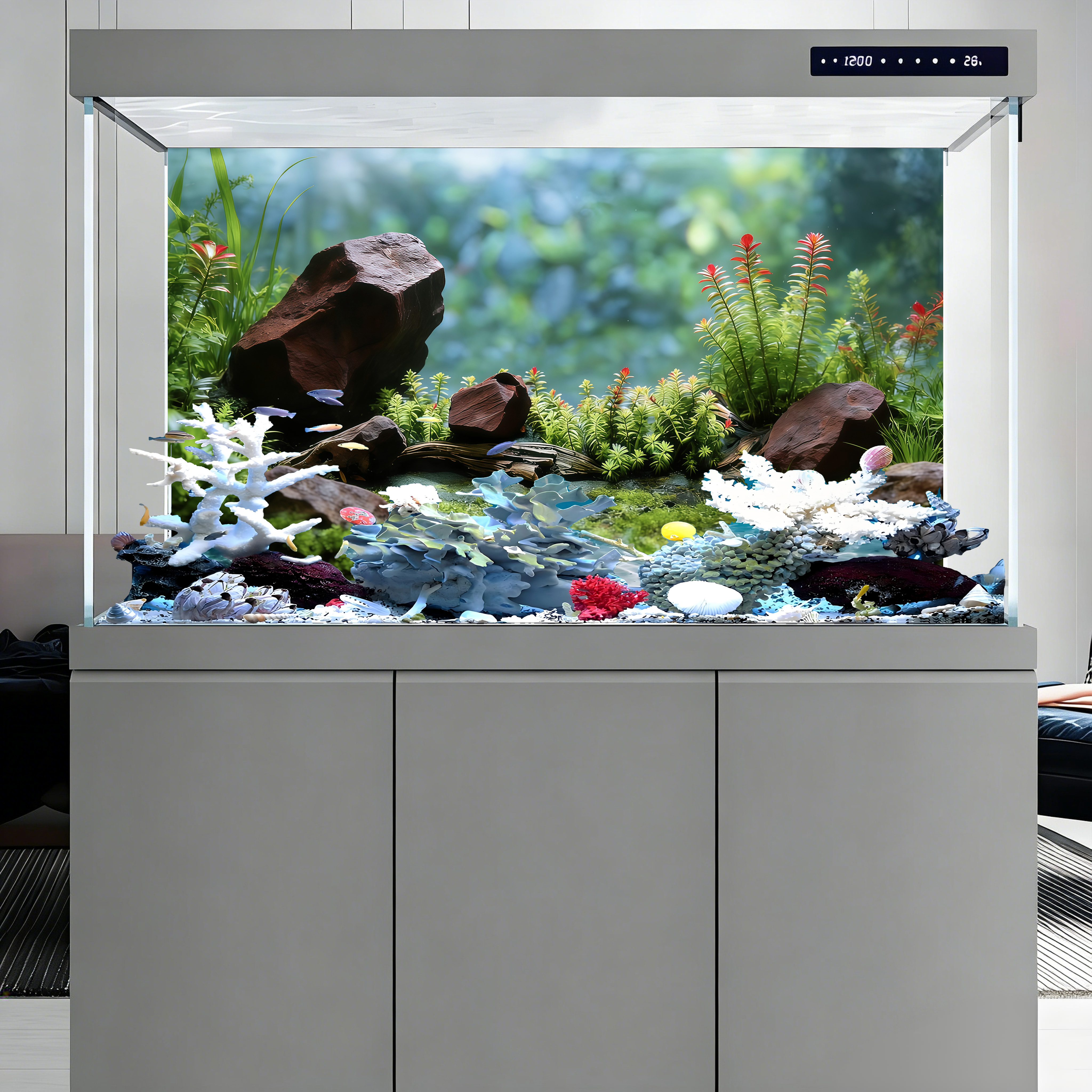 Red water plants，Fish tank bac - огляд і ціна Aquarium Planted Background