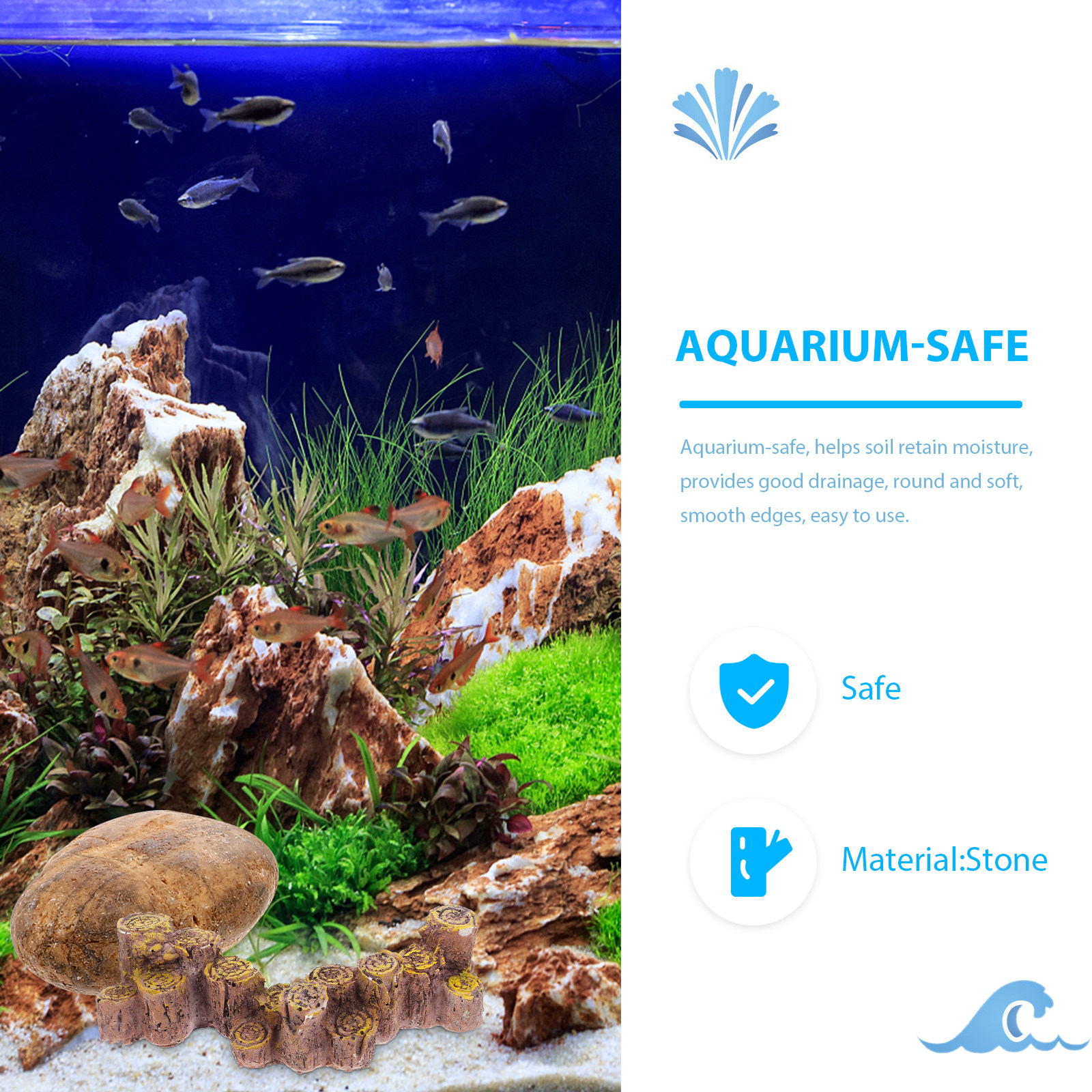 1Set Natural Polished Rain Flo - огляд і ціна Aquarium Planted Fish Tank