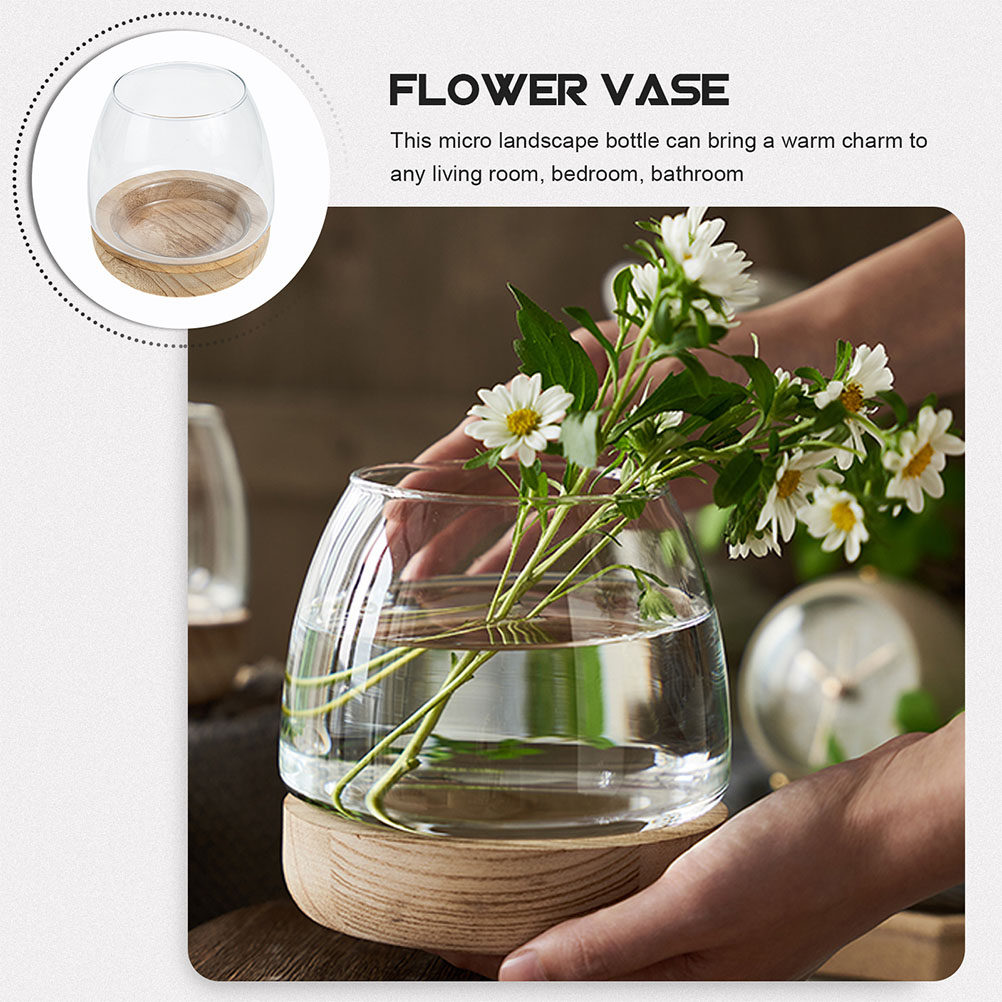 1Set Wooden Base Glass Hydropo - огляд і ціна Aquarium Planting